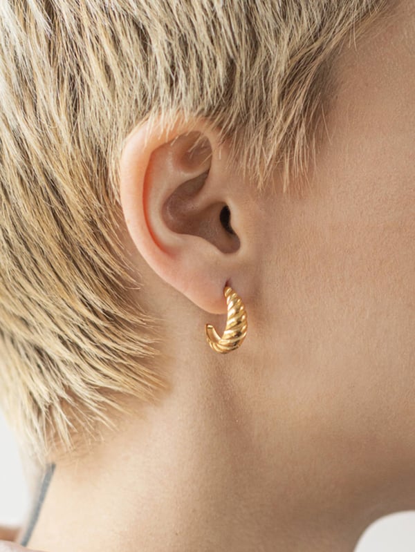 Pozłacane kolczyki koła Classic Hoop Spiral