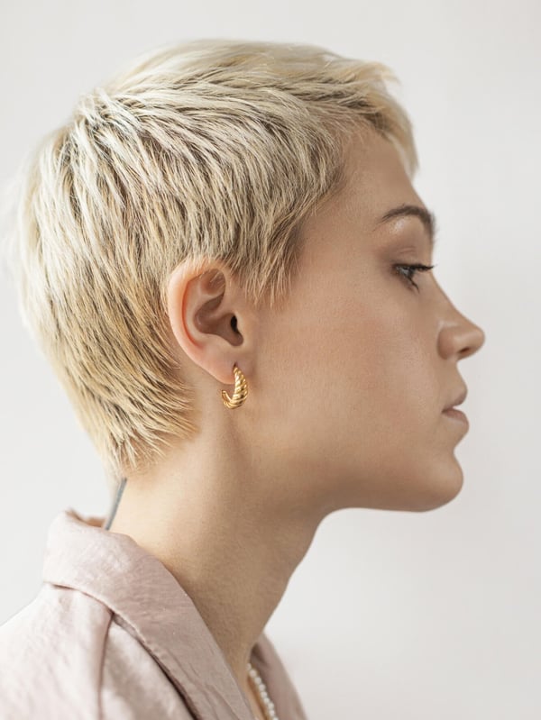 Pozłacane kolczyki koła Classic Hoop Spiral