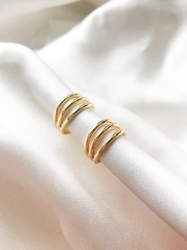 Pozłacane kolczyki kółka Triple Hoop