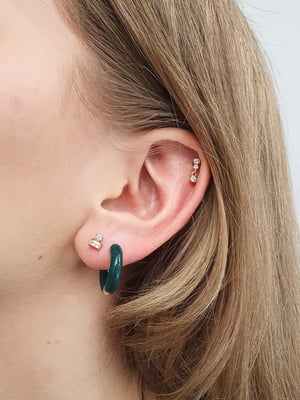 Kolczyki KAJO Jewels Podwójne Cyrkonie Zielone Bold Hoop-7