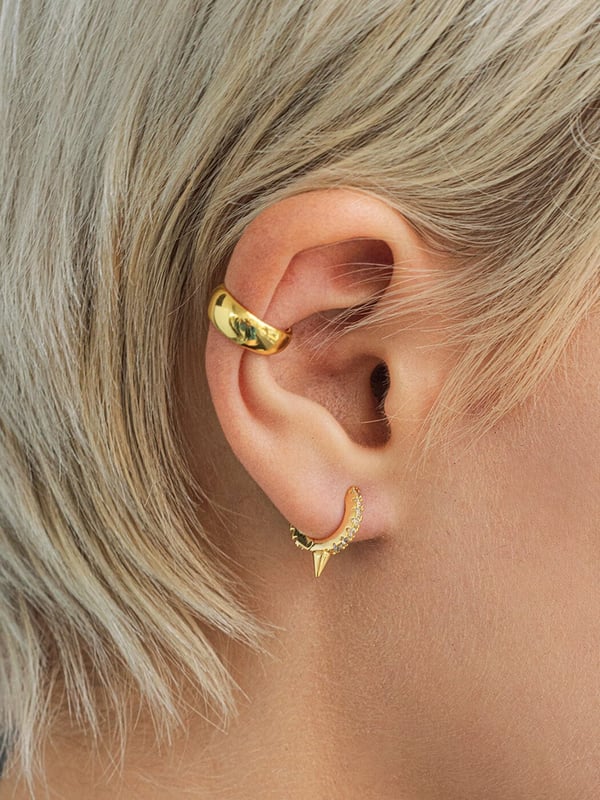 Kolczyki Kółka Huggies Spike z jasnymi cyrkoniami