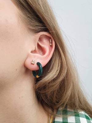 Kolczyki KAJO Jewels Podwójne Cyrkonie Zielone Bold Hoop-89