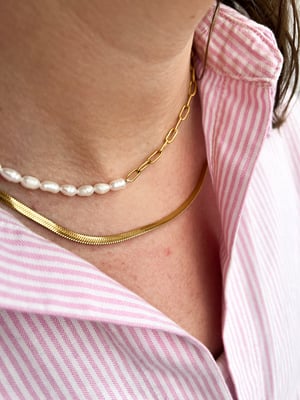 Pozłacany choker z perłami słodkowodnymi