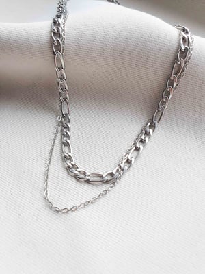 Wodoodporny Srebrny Podwójny Łańcuszek Figaro-2