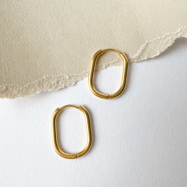 Kolczyki Pozłacane Oval Hoop