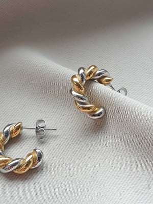Kolczyki Twist Hoop złoto-srebrne-2