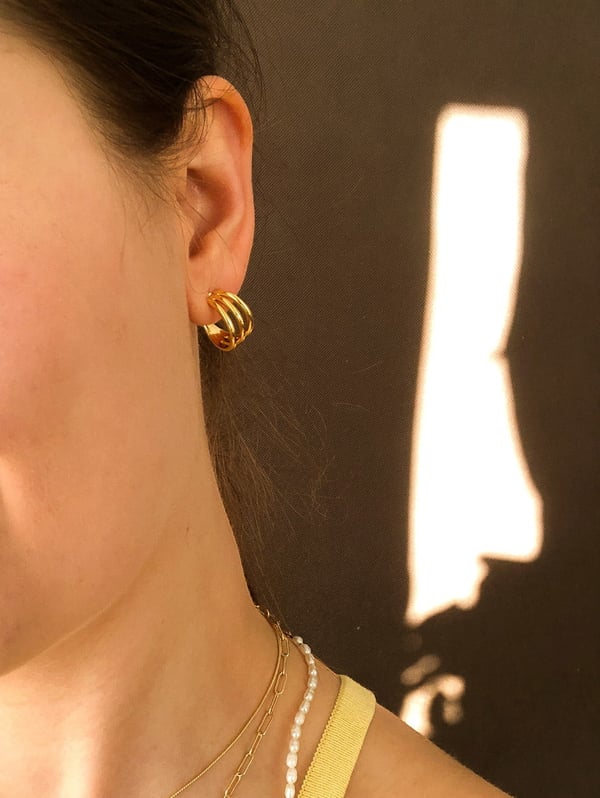 Pozłacane kolczyki kółka Triple Hoop