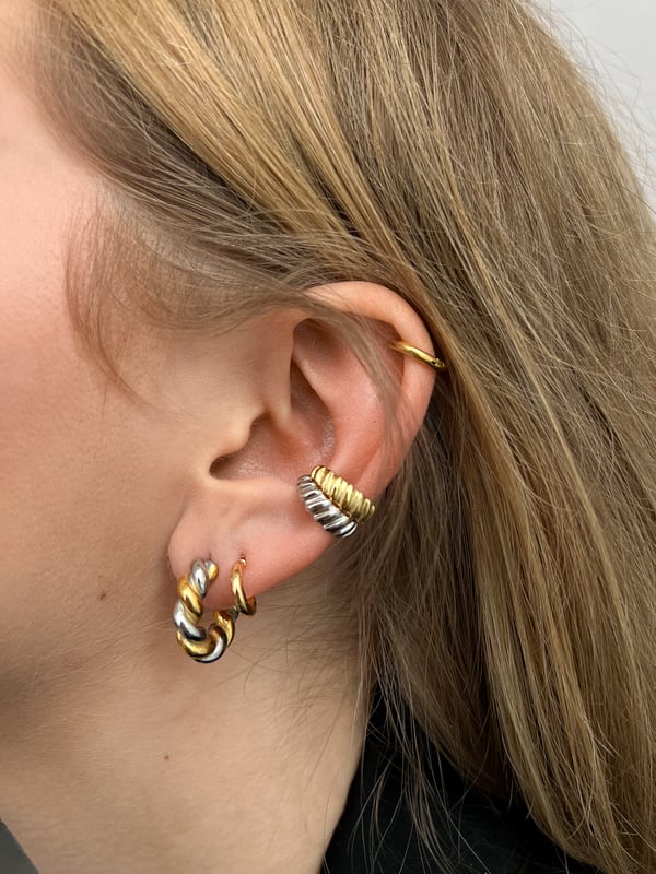 Kolczyki koła Twist Hoop złoto-srebrne