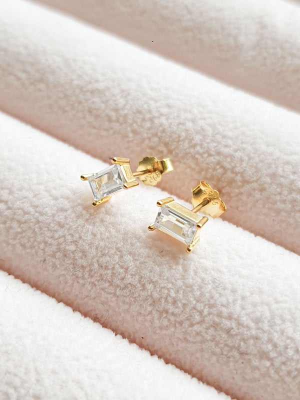 Kolczyki z cyrkoniami baguette