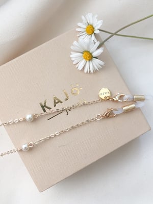 Pozłacany łańcuszek do okularów z perełkami