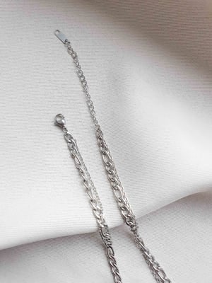 Wodoodporny Srebrny Podwójny Łańcuszek Figaro-3