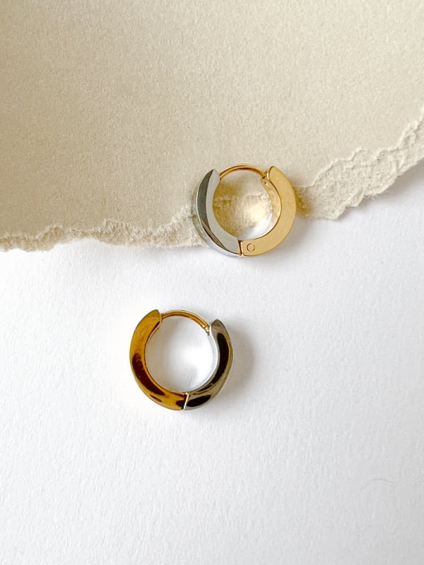 Kolczyki koła Basic Hoop złoto-srebrne