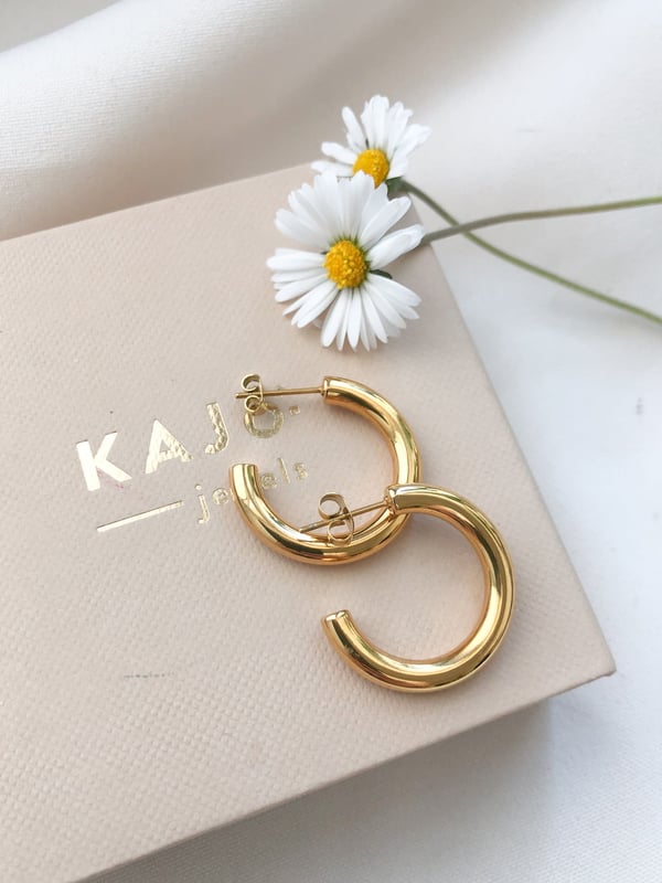 Pozłacane kolczyki koła Classic Hoop | L