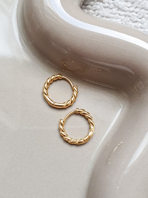 Pozłacane kolczyki koła Braid Hoop