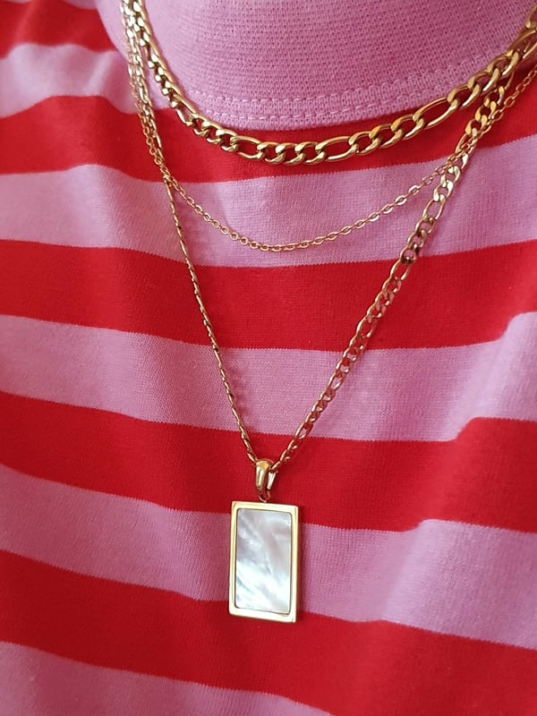 Pozłacany wodoodporny naszyjnik z dwóch łańcuszków Figaro