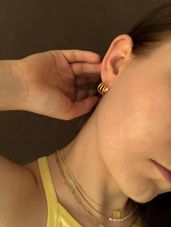 Pozłacane kolczyki kółka Triple Hoop