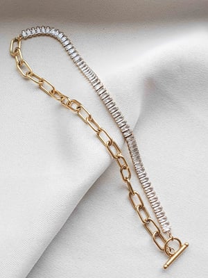 Pozłacana bransoletka z podłużnymi cyrkoniami-5