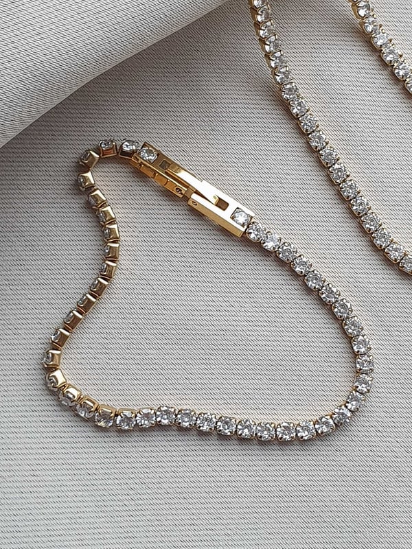 Klasyczna pozłacana bransoletka tenisowa