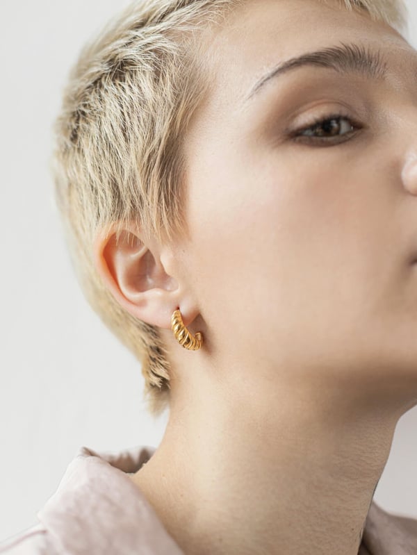 Pozłacane kolczyki koła Classic Hoop Spiral