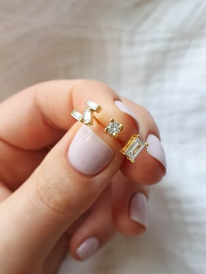 Kolczyki z cyrkoniami Baguette Trio-2