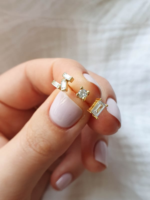 Kolczyki z cyrkoniami baguette