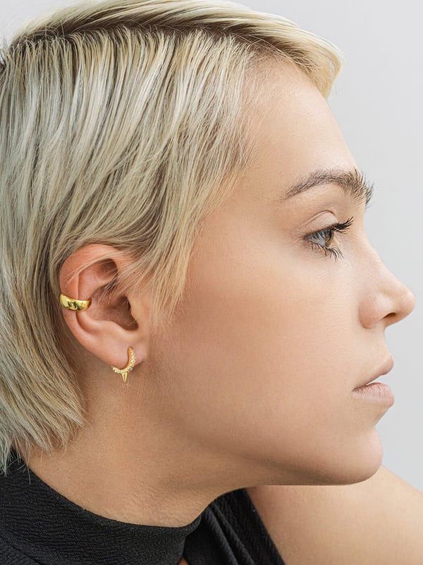 Kolczyki Kółka Huggies Spike z jasnymi cyrkoniami