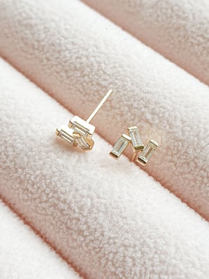 Kolczyk z cyrkoniami Baguette Trio - 1 szt.