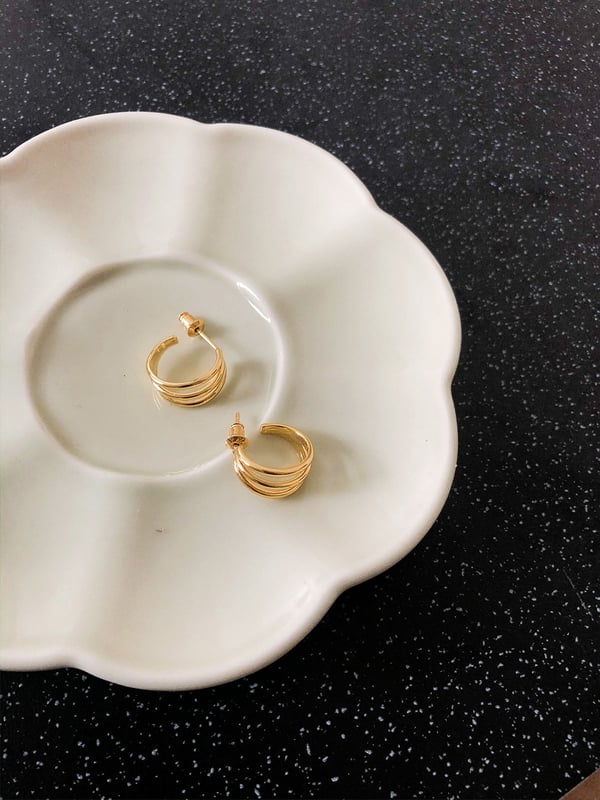 Pozłacane kolczyki kółka Triple Hoop