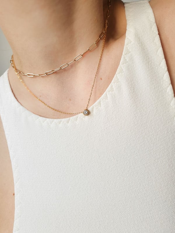 Pozłacany minimalistyczny naszyjnik z cyrkonią