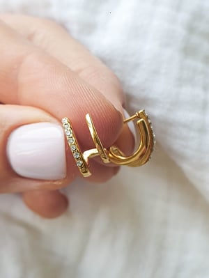 Kolczyki z cyrkoniami Double Hoop