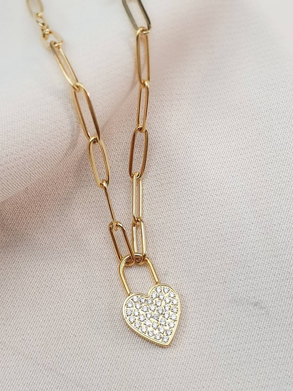 Wodoodporny naszyjnik z sercem i cyrkoniami